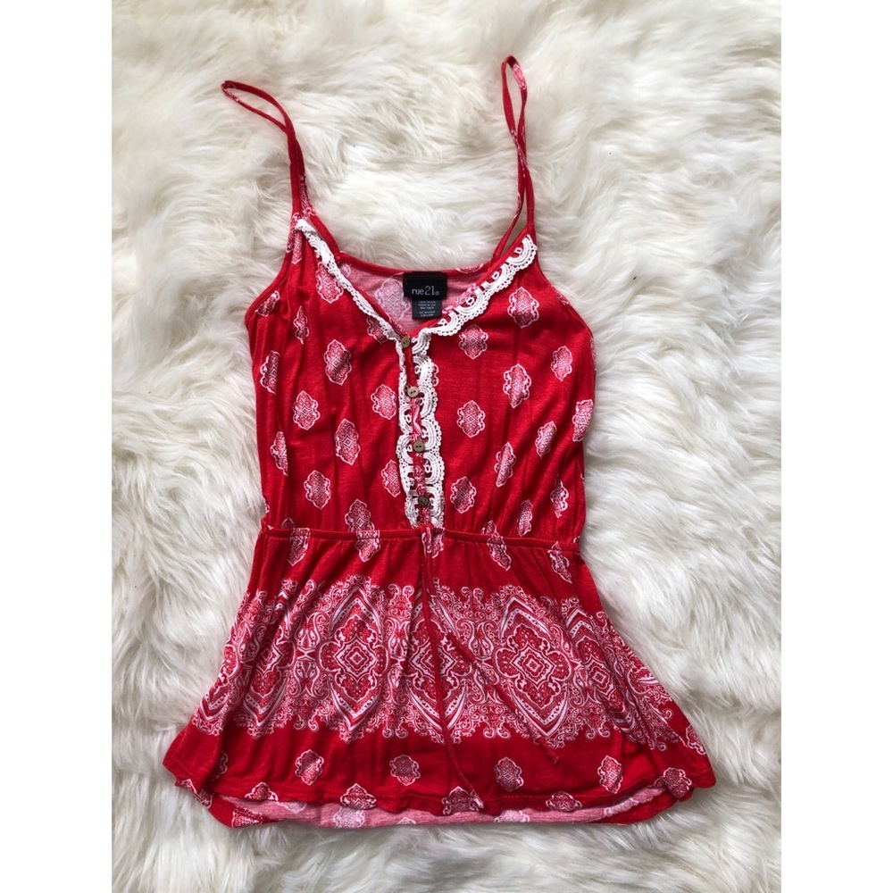 Rue 21 red banana print tank top
